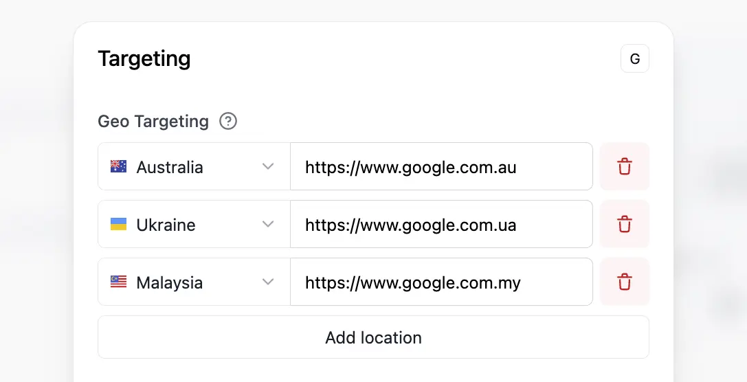 Dub Links geo targeting