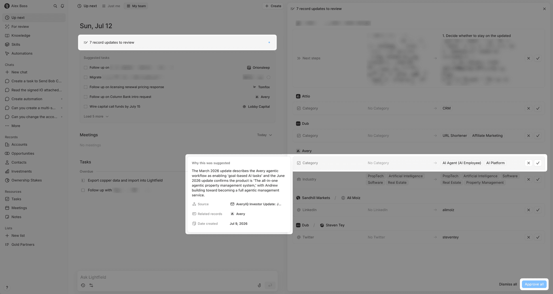 Lightfield CRM Proactive Record Updates