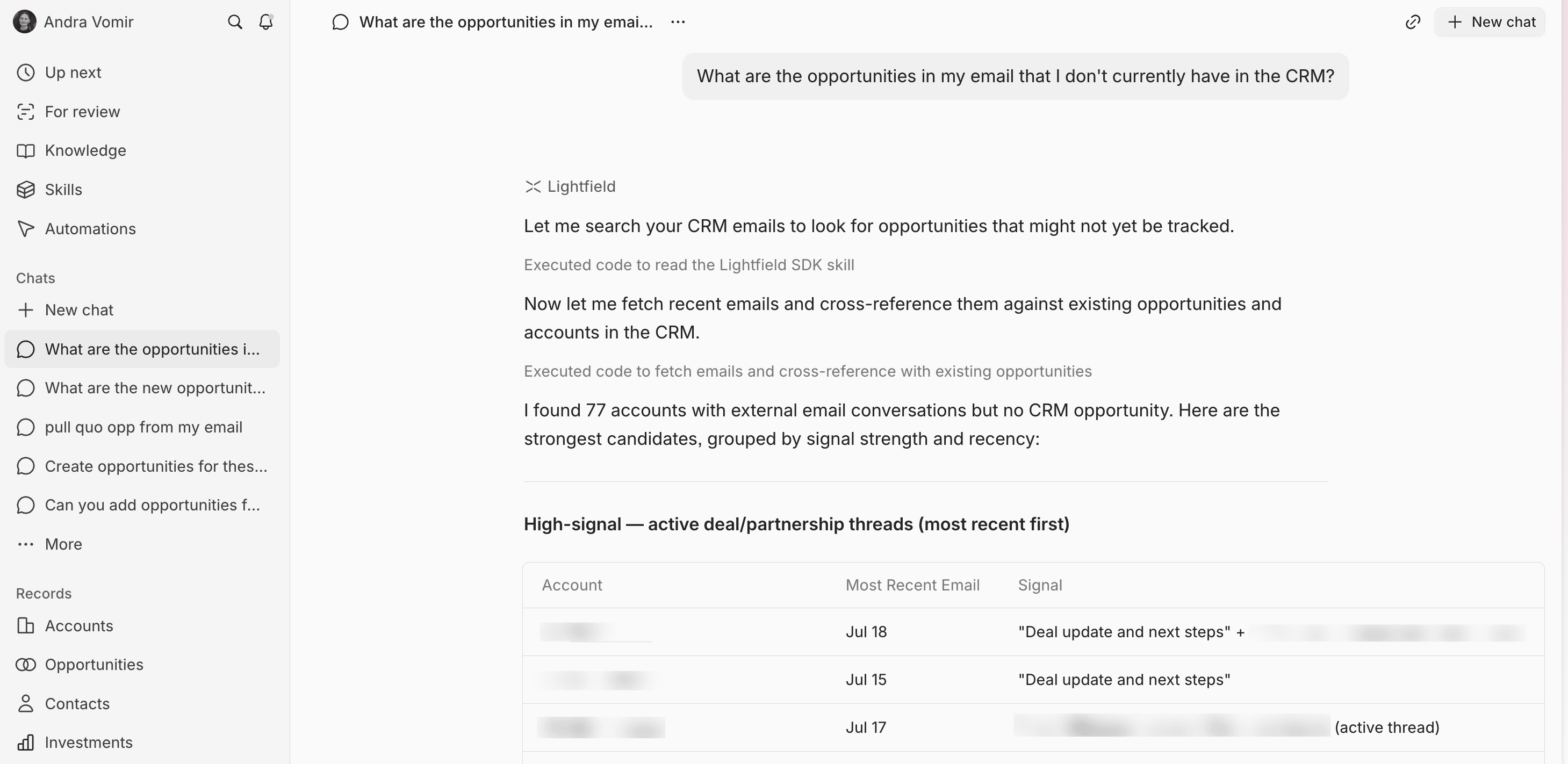 Lightfield CRM Chat