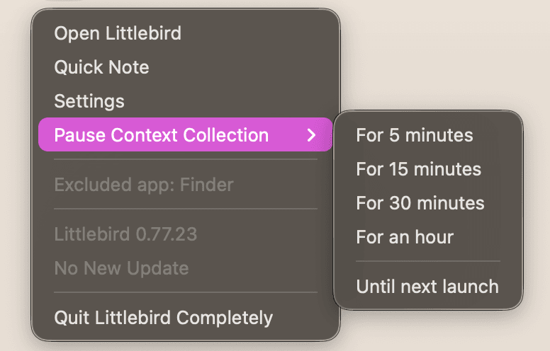 Littlebird pause context