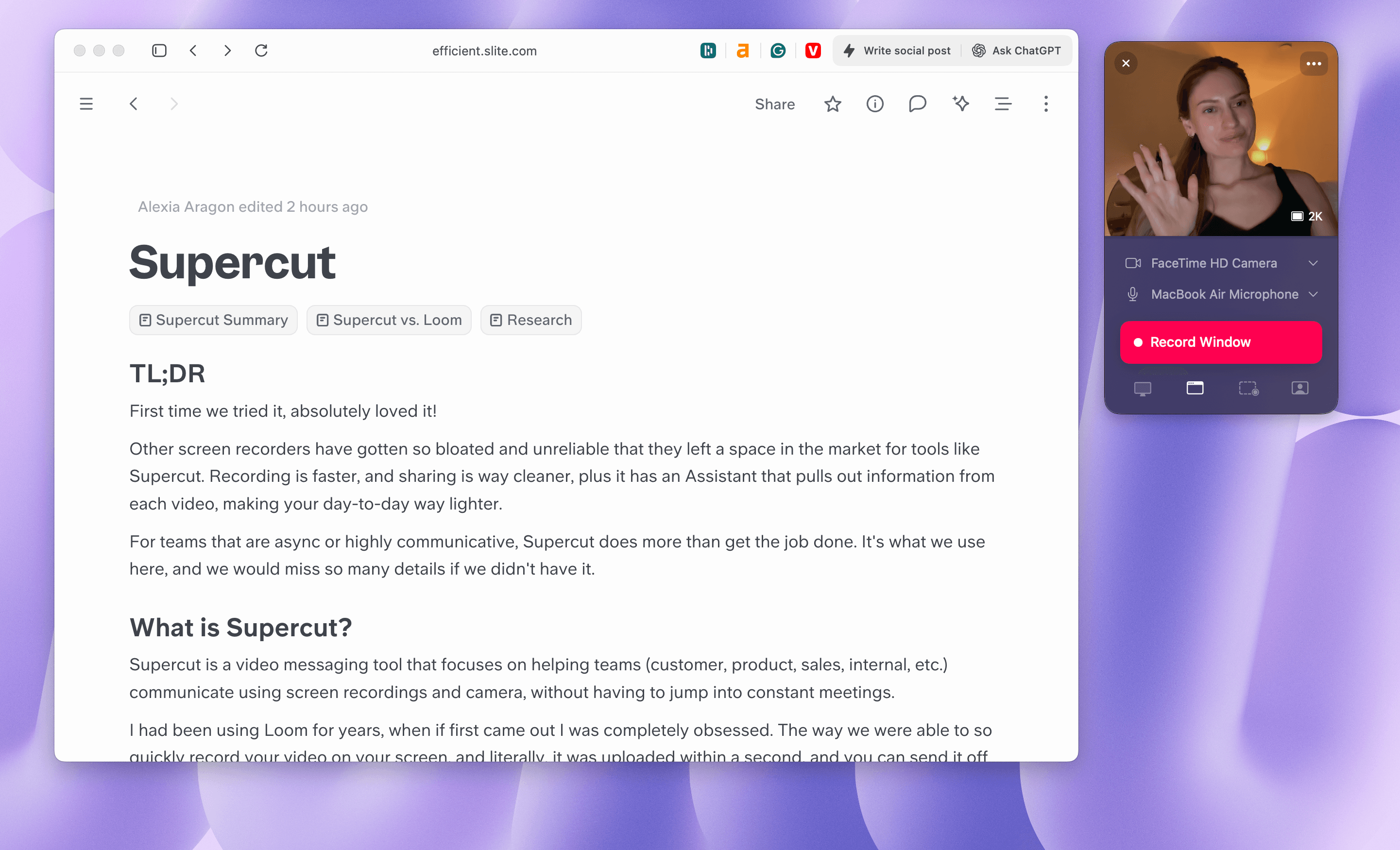 Supercut Recording Interface