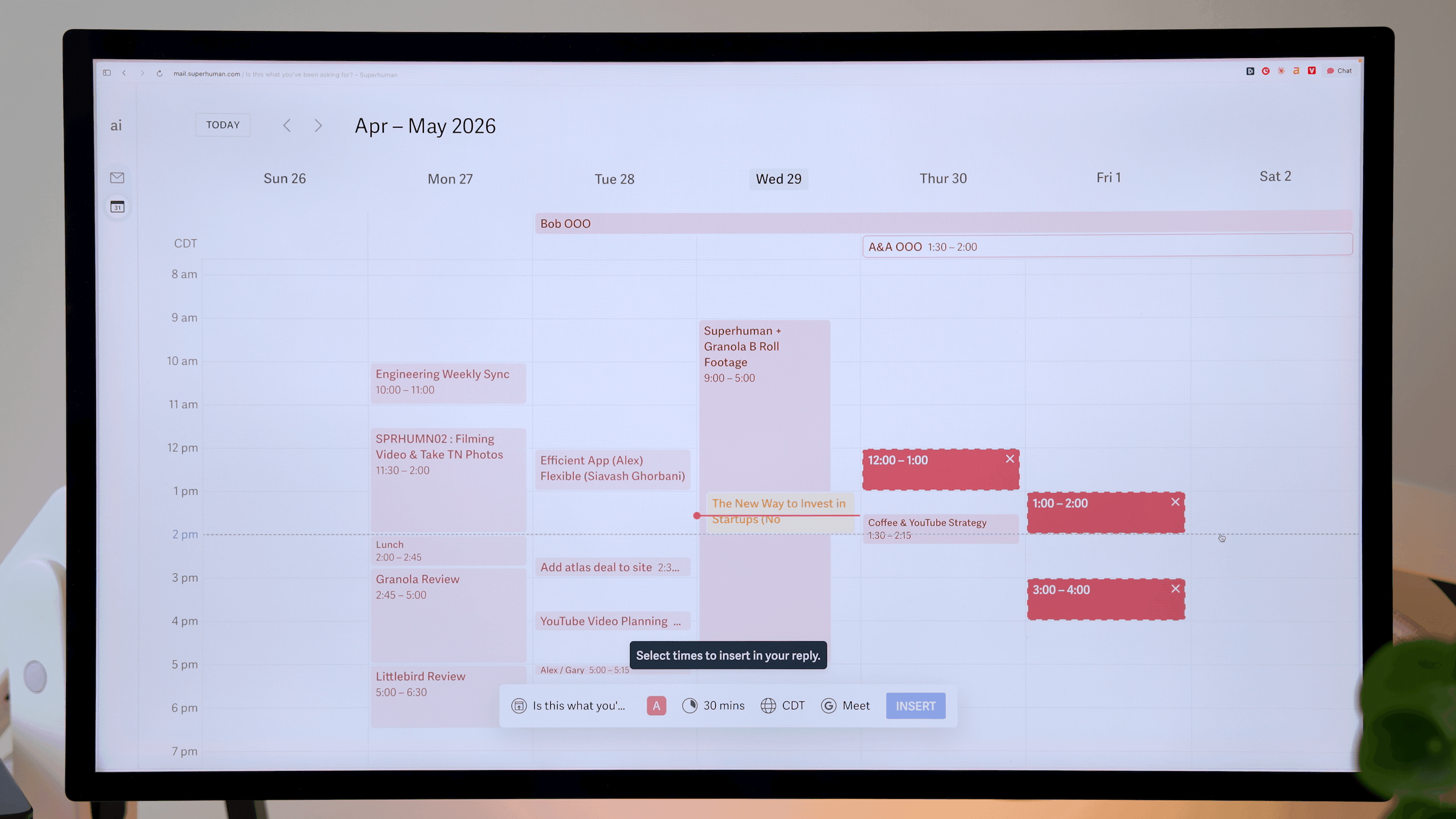 Superhuman Mail Calendar