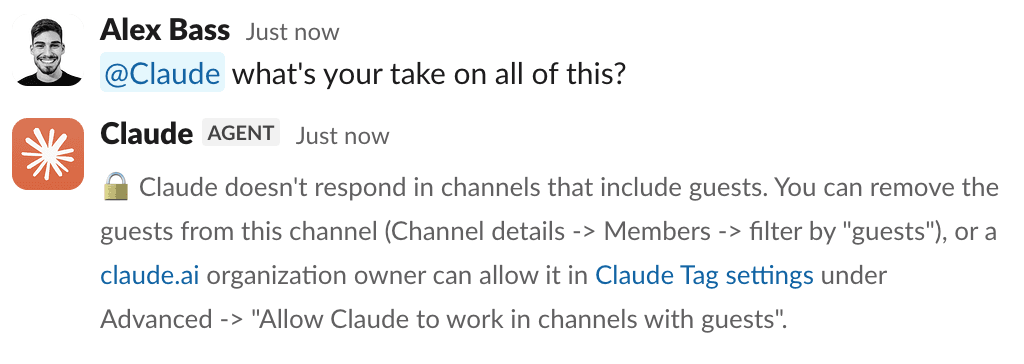 Claude Tag in Slack with Guest Security