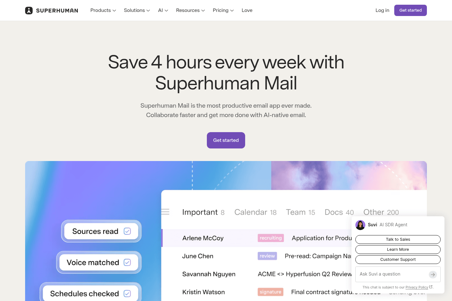 Superhuman Mail homepage screenshot